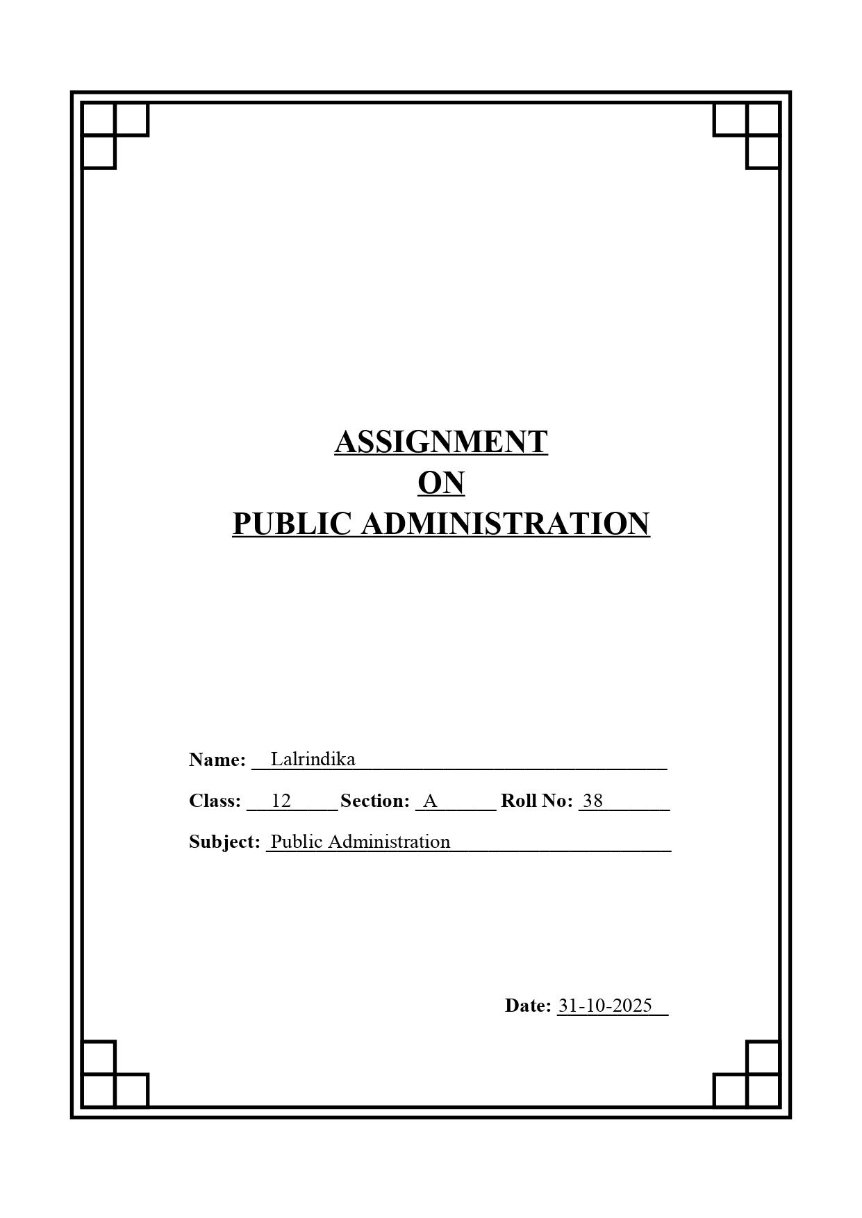 Cover Page for a Business Report