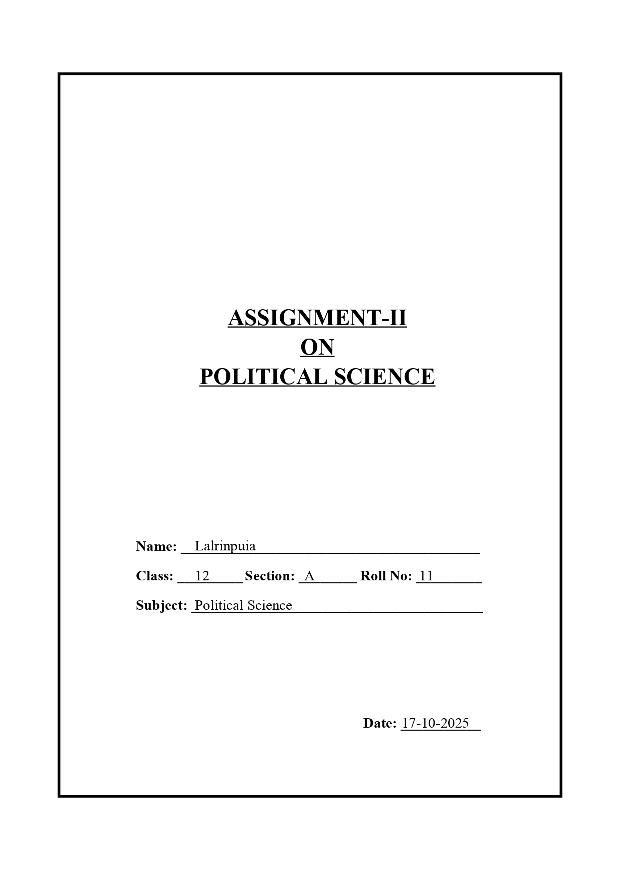 Cover Page for any Project