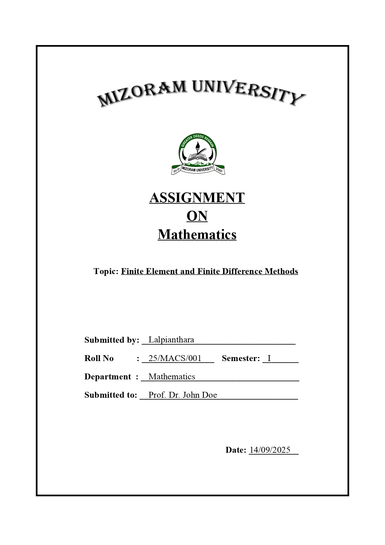 Cover Page for Thesis/Dissertation