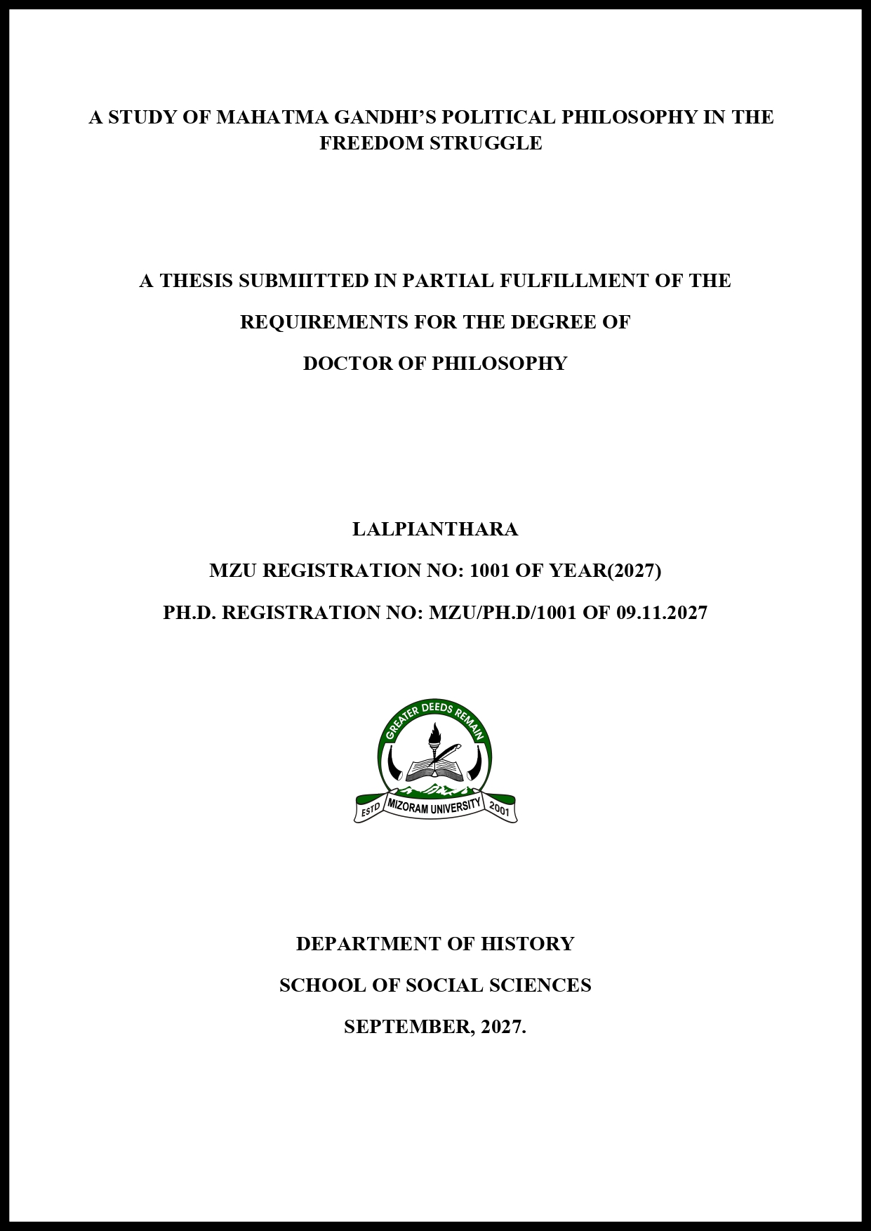 Cover Page for Thesis/Dissertation